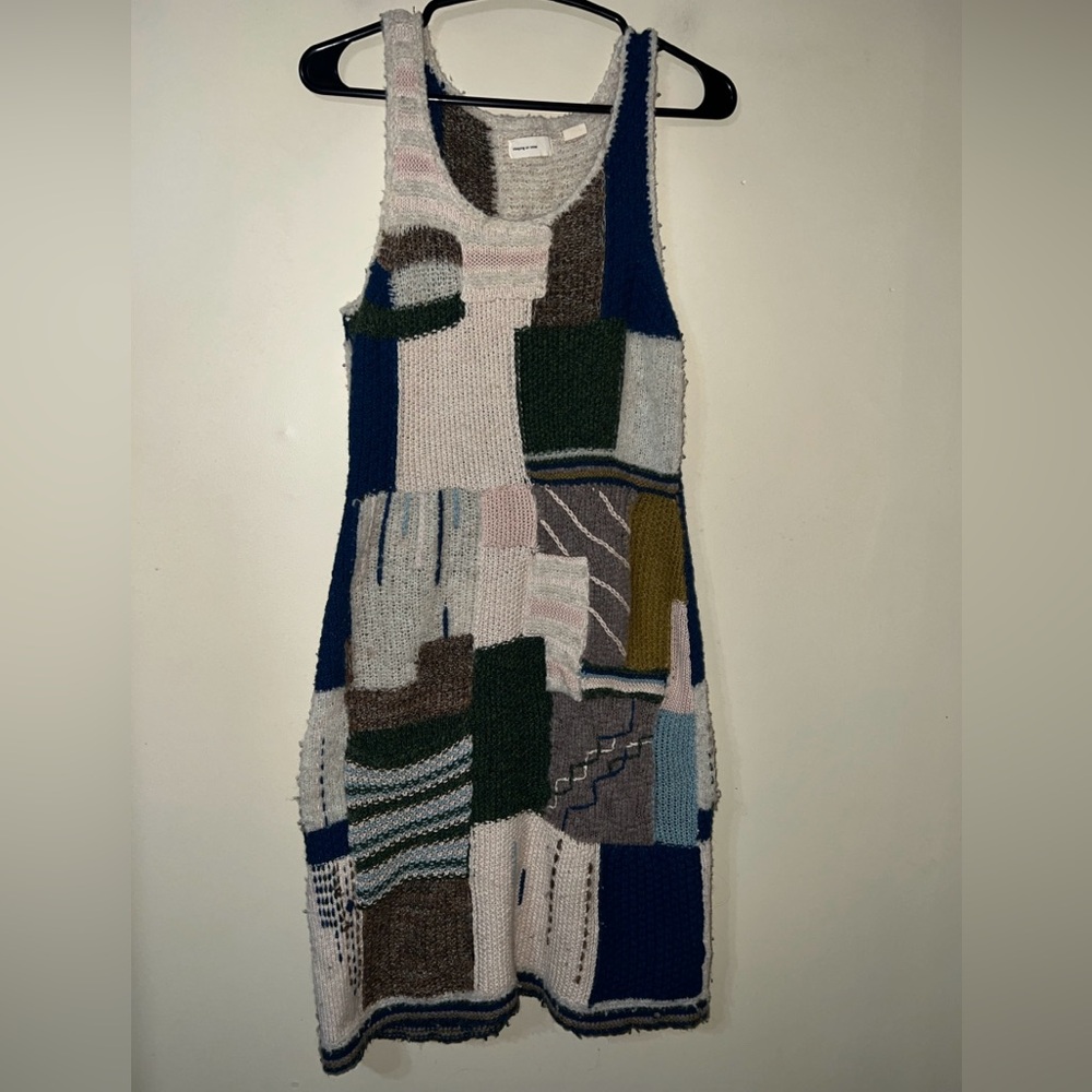 Sleeping on Snow Patchwork Knit Tank Sweater Dress Small